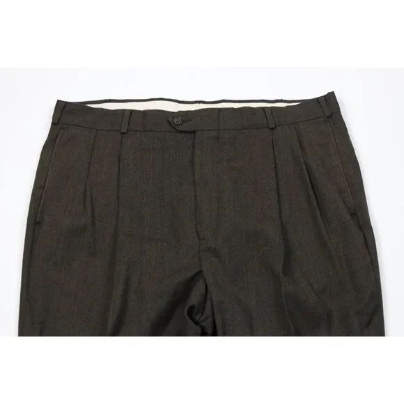 Vintage 90s Streetwear Mens Size 36x32 Wool Knit Wide Leg Chino Pants Green USA